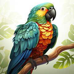 Fototapeta premium Watercolor Parrot vector, clipart Illustration, Generative Ai