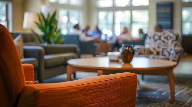 A quiet and comfortable communal living space fostering connections and meaningful conversations a retreat attendees.