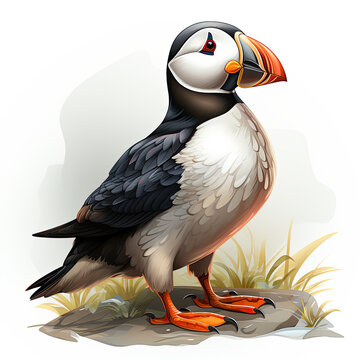 recommend clip art: Watercolor Puffin vector, clipart Illustration, Generative Ai
