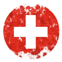 round swiss flag with paint splashes