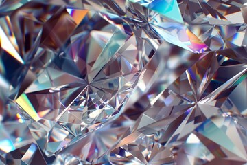 Close-up view of diamond with stunning reflections. Glittering and luminous gemstone detail