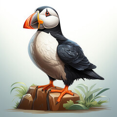 Watercolor Puffin vector, clipart Illustration, Generative Ai