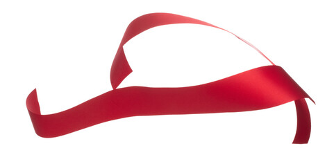 Red ribbon long straight fly in air with curve roll shiny. Red ribbon for present gift birthday...