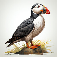 Watercolor Puffin vector, clipart Illustration, Generative Ai