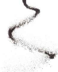 Coffee powder fly explosion, Coffee crushed ground float pouring, wave like smoke smell. Coffee...
