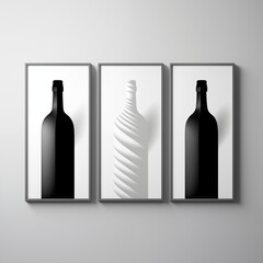 high resolution simplistic minimalistic black and white bar art liquor bottles