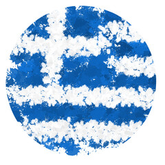greek flag in round shape with paint splashes