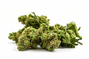 cannabis buds closeup isolated on white legal marijuana for recreational use studio photography