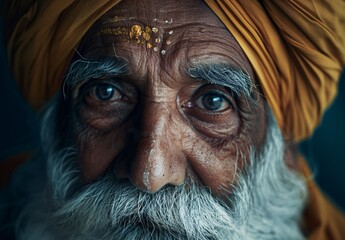 portrait of an old indian man in turban