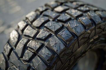 Tire filled with gravel. Rough terrain and outdoor exploration theme.