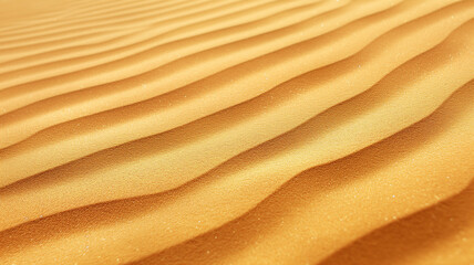 Golden sand dunes with rippling patterns formed by the wind.