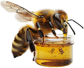 bee and honey on a transparent png background