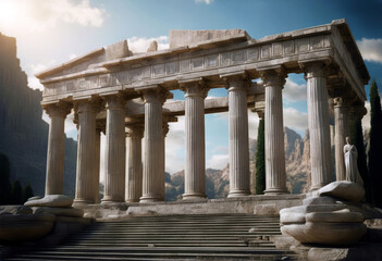 Naklejka premium 'stone illustration statues fantasy columns greek 3d temple arches ancient render poduim game antique arcade arch archaeology architecture art artwork athens building'