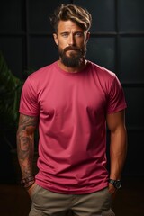 Obraz premium Photo of a man wearing a tshirt with space for the design