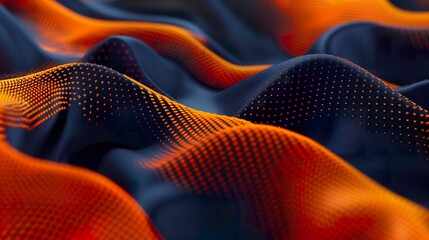Orange and navy blue background pixel mesh