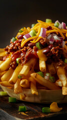 French fries topped with chili and cheese