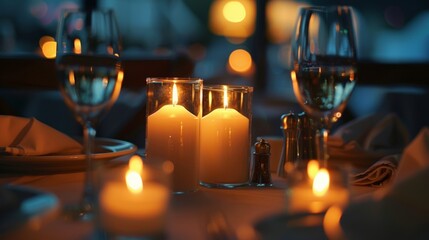A warm candlelit ambiance sets the mood for a peaceful and intentional dining experience.