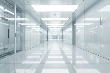 Clean and modern white data center server room