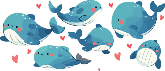 whale clipart vector for graphic resources