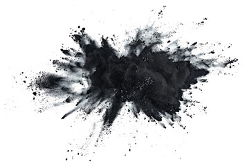 black paint color powder festival explosion burst isolated white background.