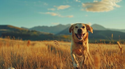 dog running between mountains generative ai