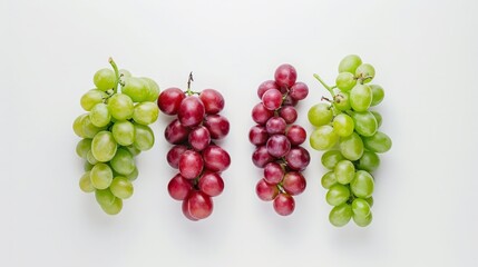 A minimalist composition of red and green grapes on a white background generative ai