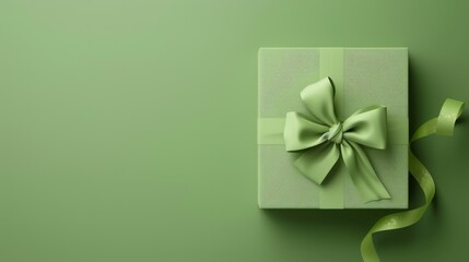Green gift box with tape for special moment copy space