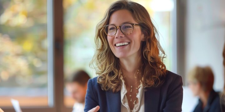 Businesswoman smiling during presentation