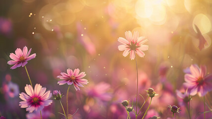 Wildflowers blooming season. Spring and summer background. Mother's day wallpaper. Flowers in nature
