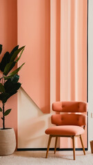 Vertical Peach Fuzz-inspired Interior: Serene Elegance, interior design, background for cellphone, mobile phone, ios, android, instagram stories