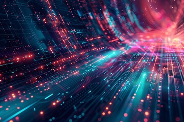 Obraz premium Digital Transformation, System Engineering and Programming Abstract Background AI Generated Illustration