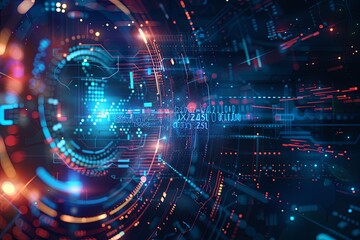 Obraz premium Digital Transformation, System Engineering and Programming Abstract Background AI Generated Illustration