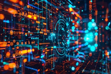 Obraz premium Digital Transformation, System Engineering and Programming Abstract Background AI Generated Illustration