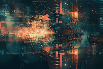 Obraz premium Digital Transformation, System Engineering and Programming Abstract Background AI Generated Illustration