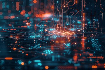 Obraz premium Digital Transformation, System Engineering and Programming Abstract Background AI Generated Illustration