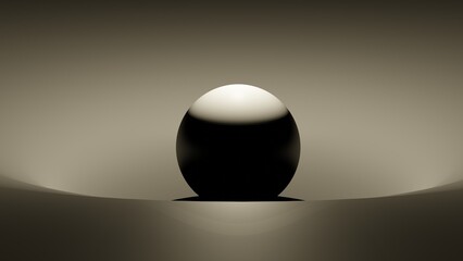 Abstract illustration created using 3D Modeling of a sphere on an abstract background.