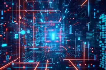 Fototapeta premium Digital Transformation, System Engineering and Programming Abstract Background AI Generated Illustration