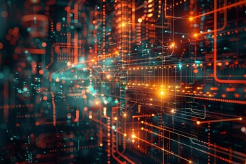 Obraz premium Digital Transformation, System Engineering and Programming Abstract Background AI Generated Illustration