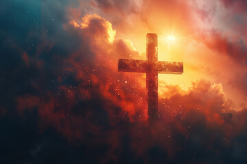 Fototapeta premium Christian Greeting Card Template Background, Generative AI