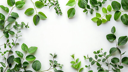 top view of green foliage arrangement on blank isolated background