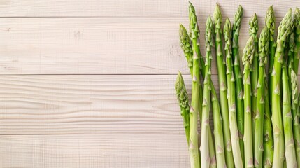 Green asparagus light wooden background generative ai
