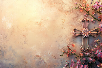 Christian Greeting Card Template Background, Generative AI