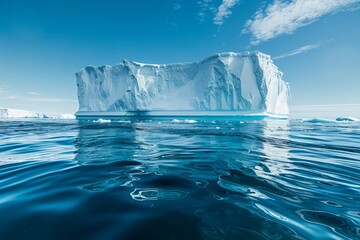 A large ice block floating in the ocean. Business concept