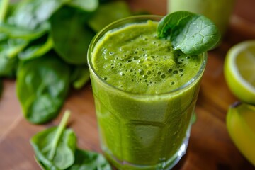 Green vegetable smoothie with vegetable background