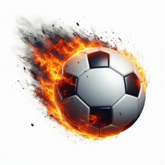 Fototapeta premium Soccer ball flying on fire isolated on a white background