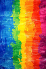 A colorful painting with a rainbow stripe