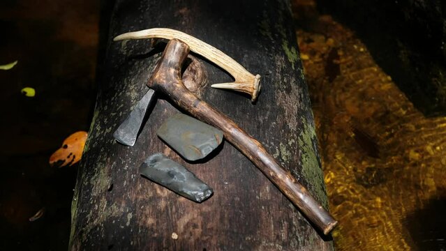 Ancient stone axe, a human tool of prehistoric period