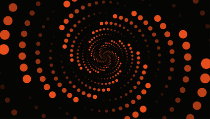 Espiral de c&iacute;rculos naranja sobre fondo negro