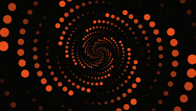 Espiral de c&iacute;rculos naranja sobre fondo negro