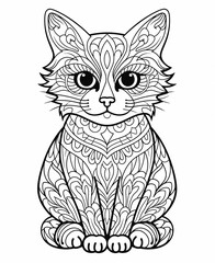 coloring page for kids, coloring book of Cat